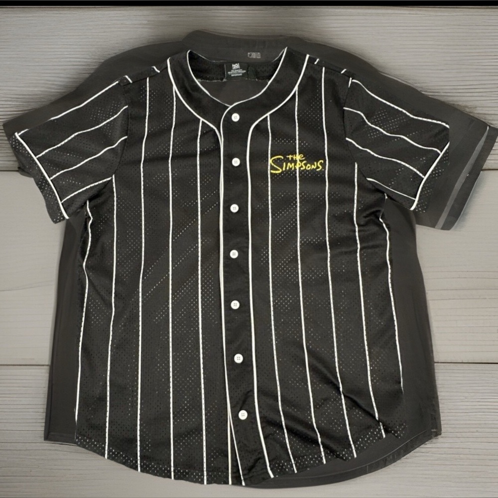 THE SIMPSONS Baseball Jersey Adult Size Small Electrified BART Button-Up